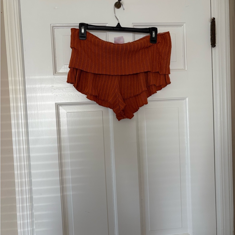 Urban Outfitters High Waist Rust Ruffle Shorts